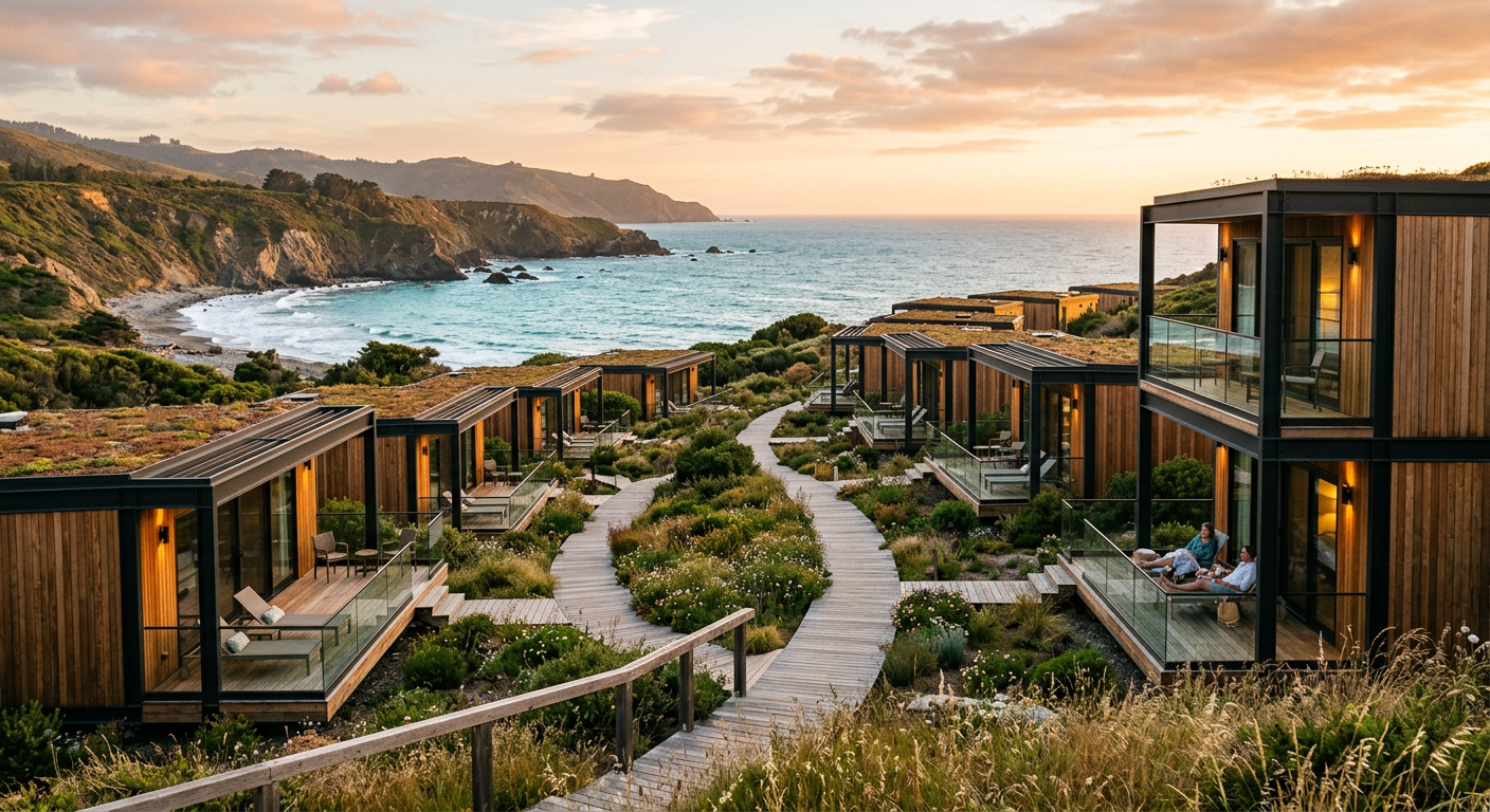 Modular eco resort villas on a coastal site