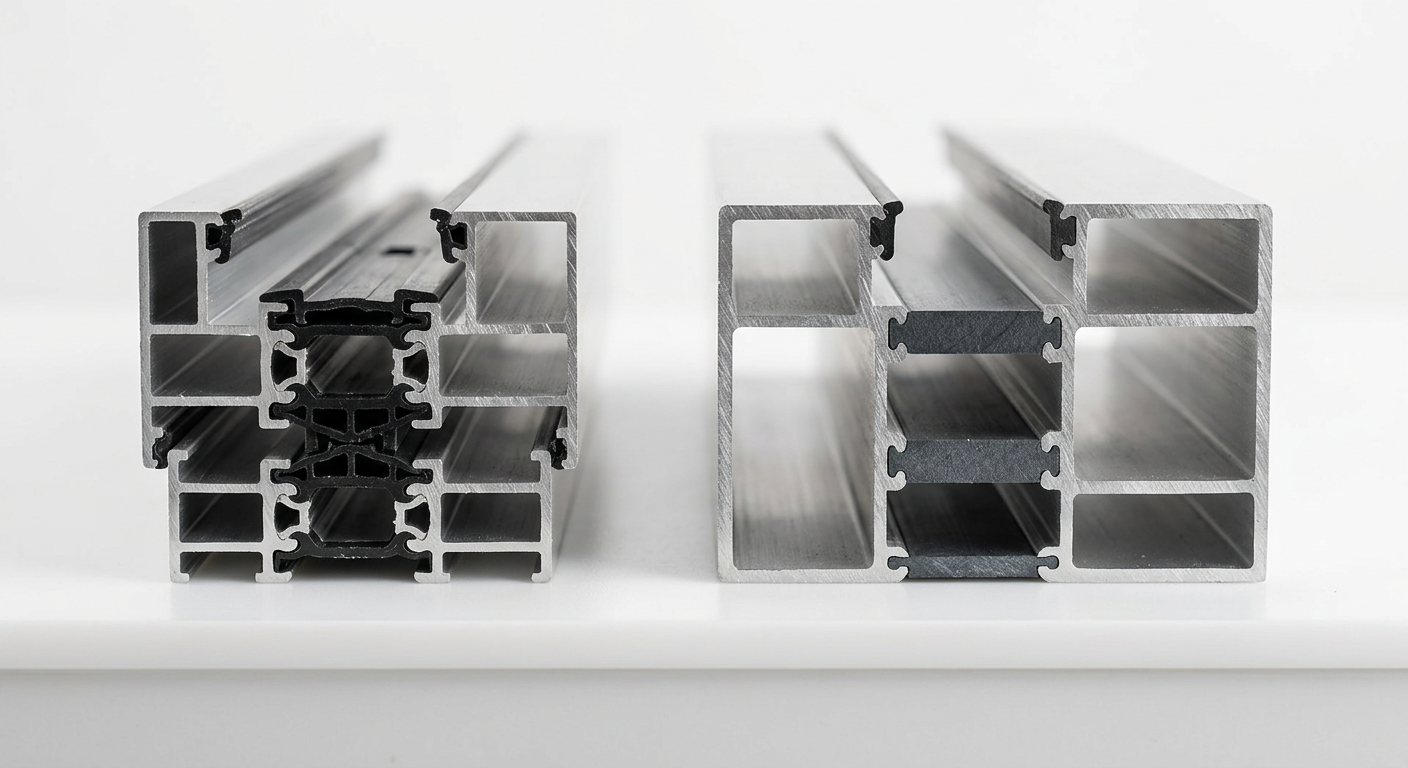 Comparison of thin versus structural aluminum profile cross-sections